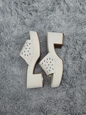 Copper Key Cream Embroidered Block Heel Mules